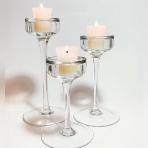 IKEA Blomster Vintage Glass Candle Holders – Tall Set of 3 – Clear – New in Box